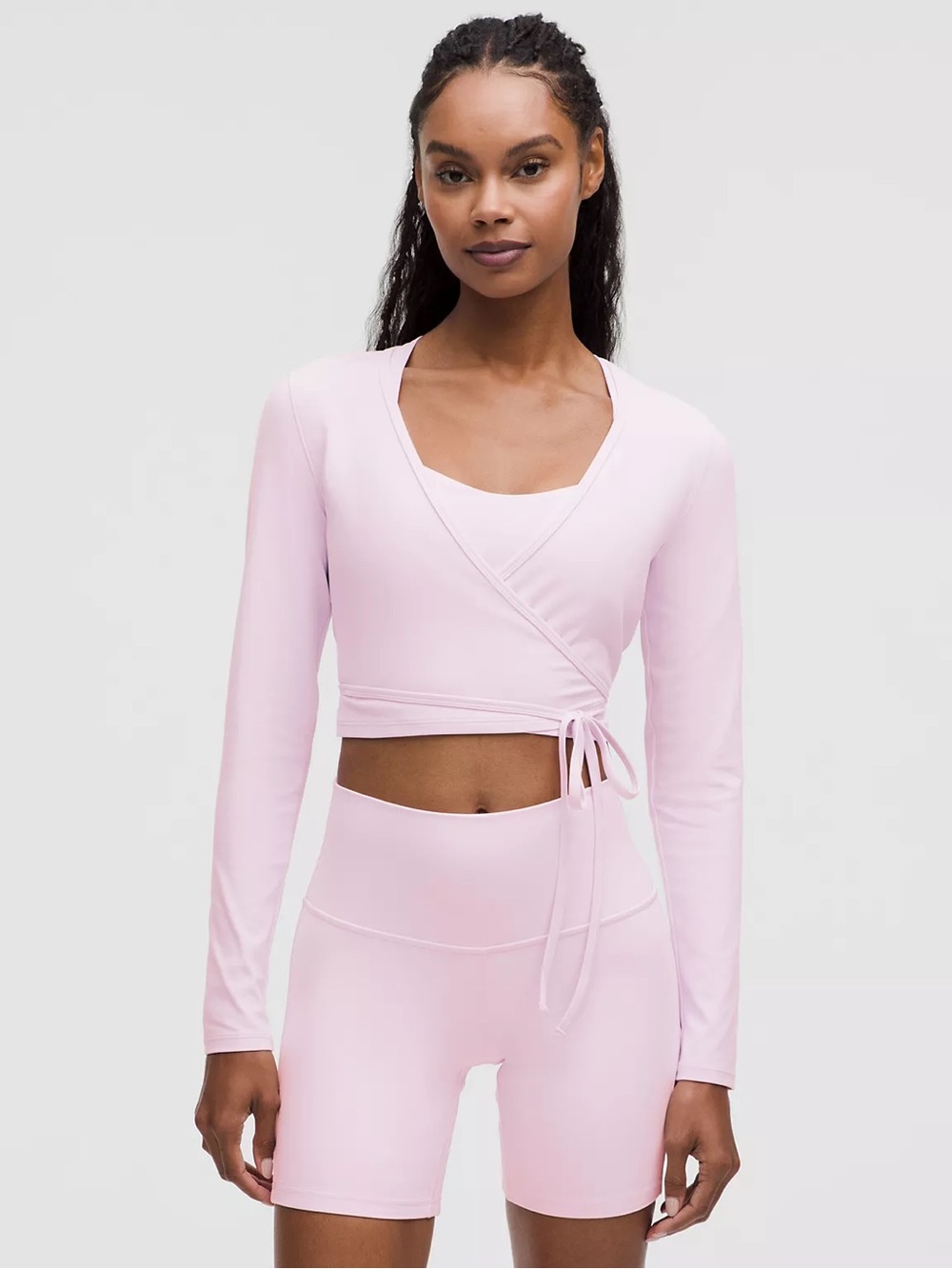 lululemon Nulu Long-Sleeve Cropped Wrap Pink Organza M NWOT